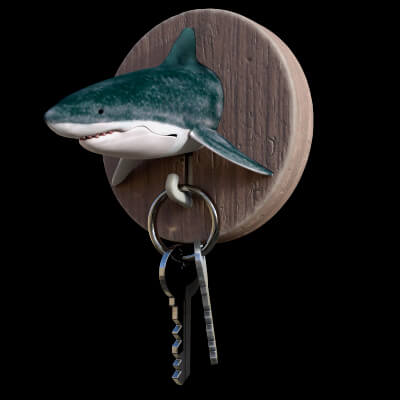 Wall-Mounted Shark Head Key Holder