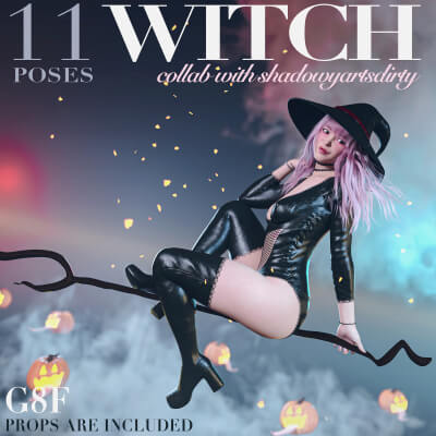 Witch Collab Pose Pack and Prop for G8F