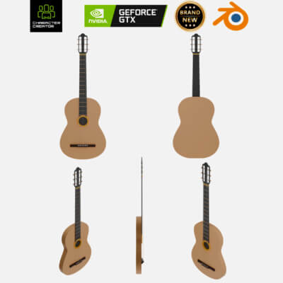 3D Classical Acoustic Guitar Low-poly 3D model