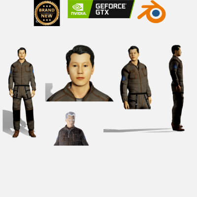 Realistic Male Character Industrial Outfit 3D Model by OpChampion3d