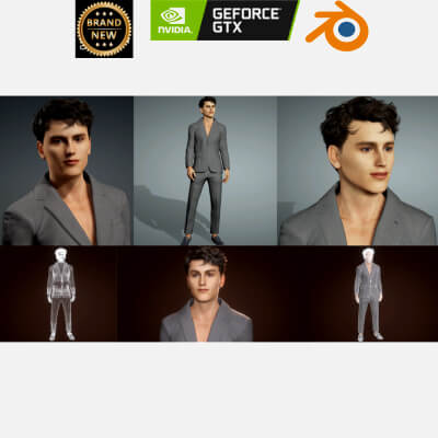 Premium Realistic Male Character Model High-Detail Suit Outfit by OpChampion3d