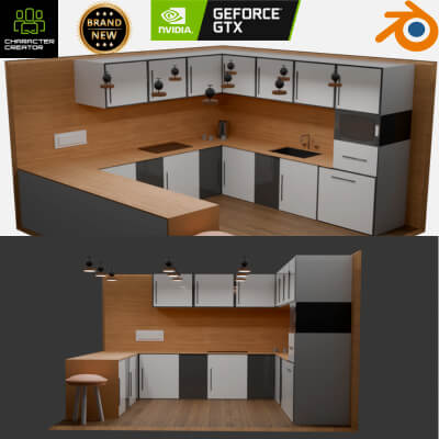 Kitchen Model for Interior Design 3D model