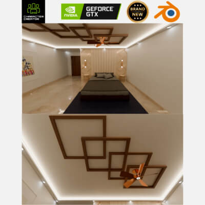 Luxury Modern Bedroom Interior PBR Game Ready Blender