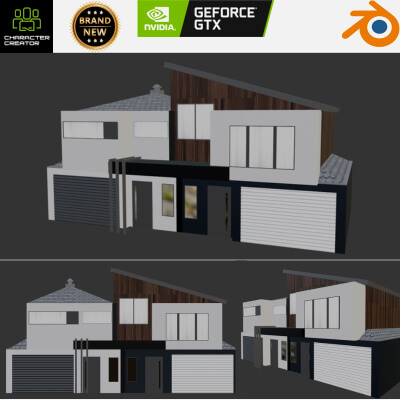 Modern Minimalist House With Double Garage - Game Ready