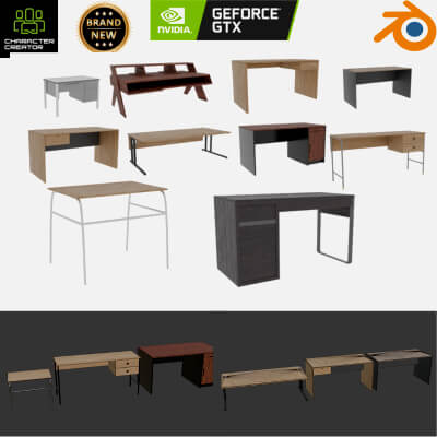 Modern Office Desk Collection - 3D Model Pack