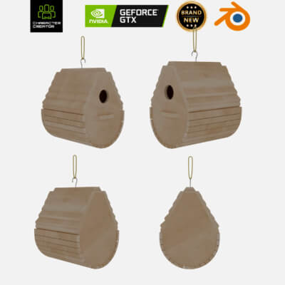 Stylized Wooden Birdhouse - Low Poly - Game Ready - Blen