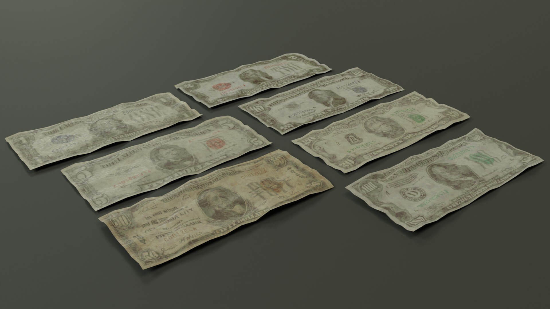 Set of American Dollars - 3D Model by Ottto3d