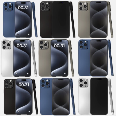Collection of Low Poly Modern Smartphones in Different Color