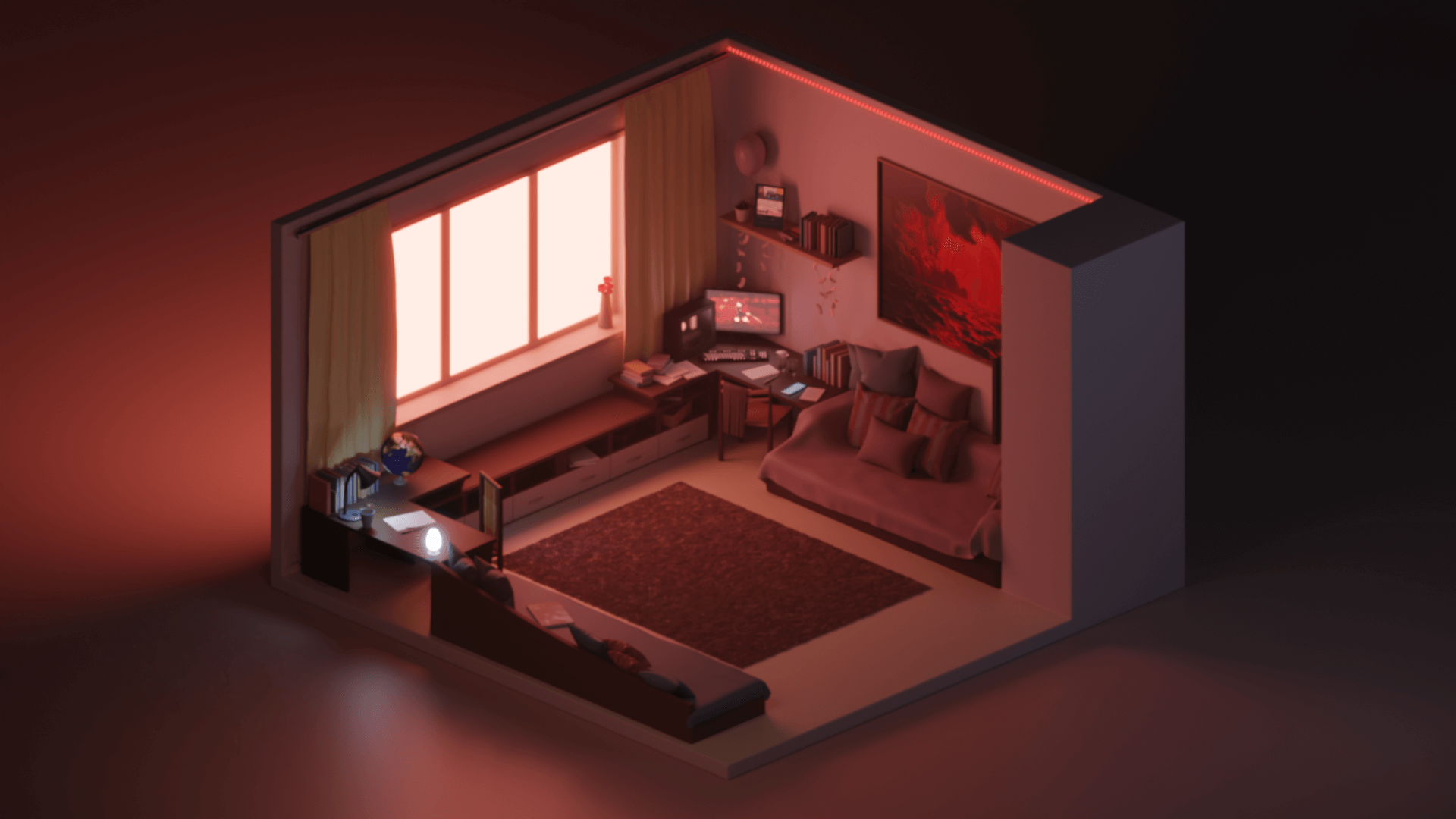 Rendered Illustration Of a Pleasant Room 3D Render | RenderHub Gallery