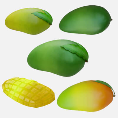 Set of Low Poly Mangos