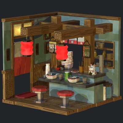 Modular Ramen Shop Game Ready