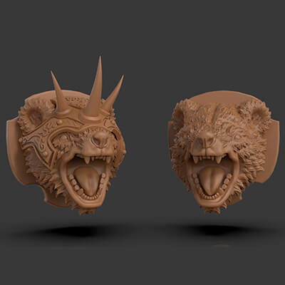 Stylized Grizzly Bear Trophy Head