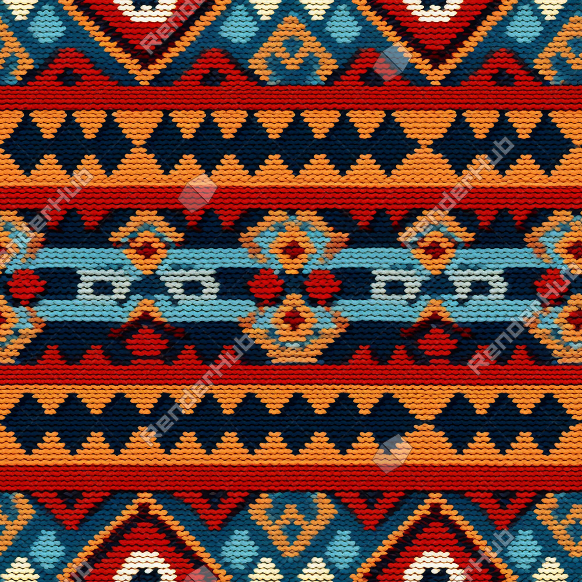 Inca Style Knit Seamless Pattern - Stock Image by PatternClipArtsJSK
