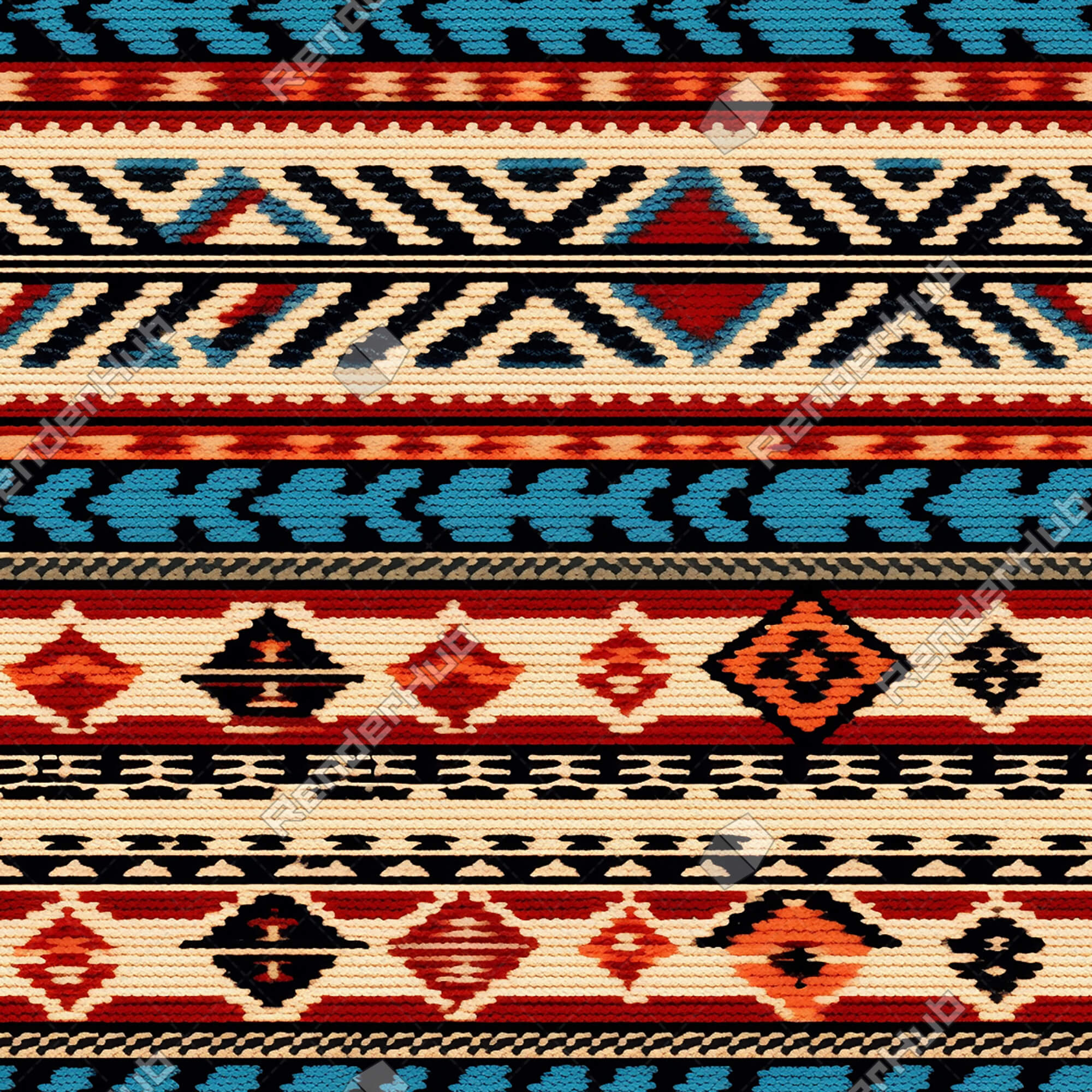 Inca Style Knit Seamless Pattern - Stock Image by PatternClipArtsJSK