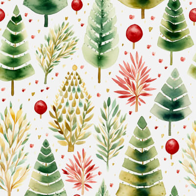 Seamless Pattern Christmas Tree Watercolor - Stock Image by ...