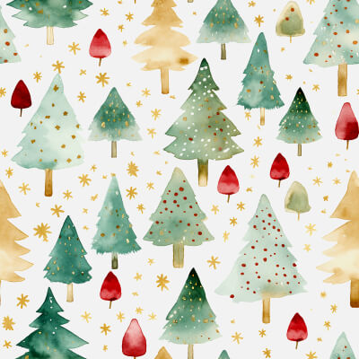 Seamless Pattern Christmas Tree Watercolor - Stock Image by ...