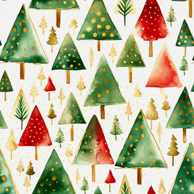 Seamless Pattern Christmas Tree Watercolor - Stock Image by ...
