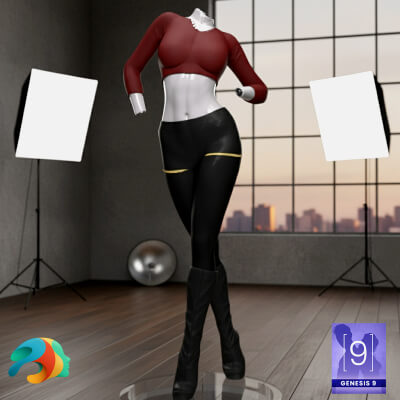 Casual Leather Outfit for Genesis 9 by paulawbs