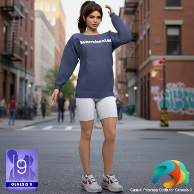 Casual Princess Outfit for Genesis 9