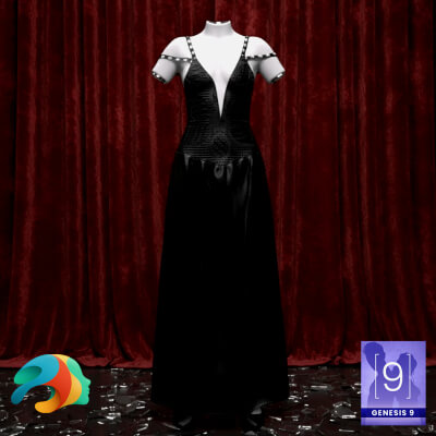 Cold Shoulder Dress-Outfit for Genesis 9 by paulawbs