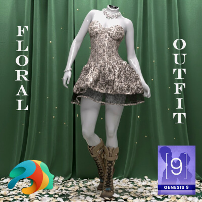 Floral Outfit for Genesis 9 by paulawbs