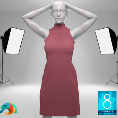 Long Neck Dress for Genesis 8 Female