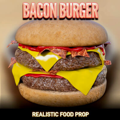 Bacon Burger Realistic Food Prop by Pawngame