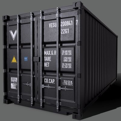 20 Ft Shipping Cargo Container Version 2 - Black
