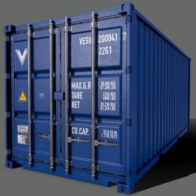 20 Ft Shipping Cargo Container Version 2 - Blue