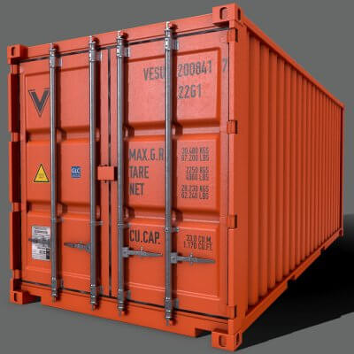 20 Ft Shipping Cargo Container Version 2 - Orange