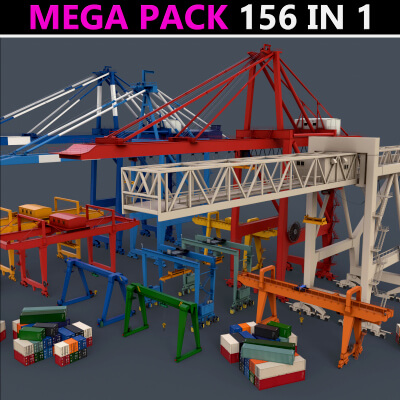 All Gantry Cranes and Cargo Containers - Mega Pack