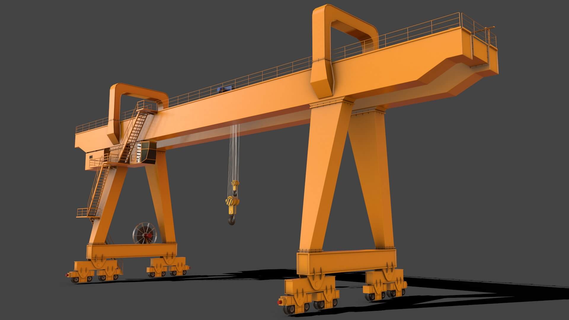 Double Girder Gantry Crane V2 Yellow Dark 3D Model by PBR Cool