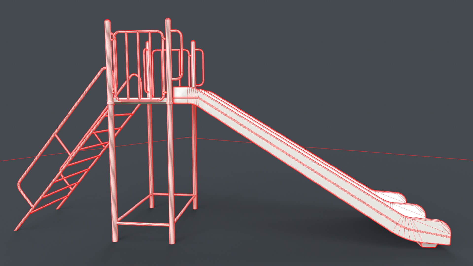 Modular Outdoor Straight and Wave Slide B - 3D Model by PBR Cool