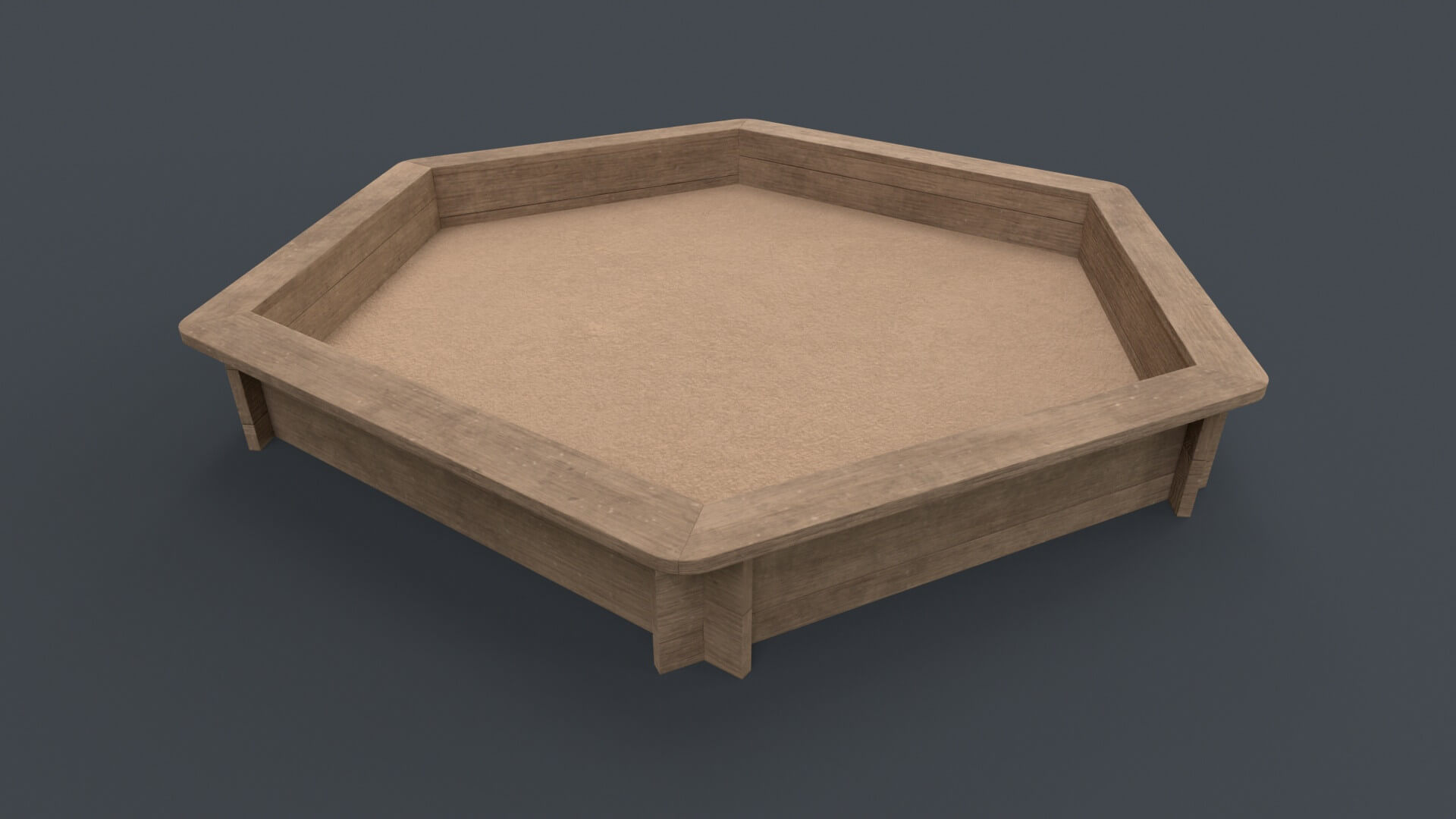 Outdoor Wooden Sandbox Hexagon C - 3D Model by PBR Cool