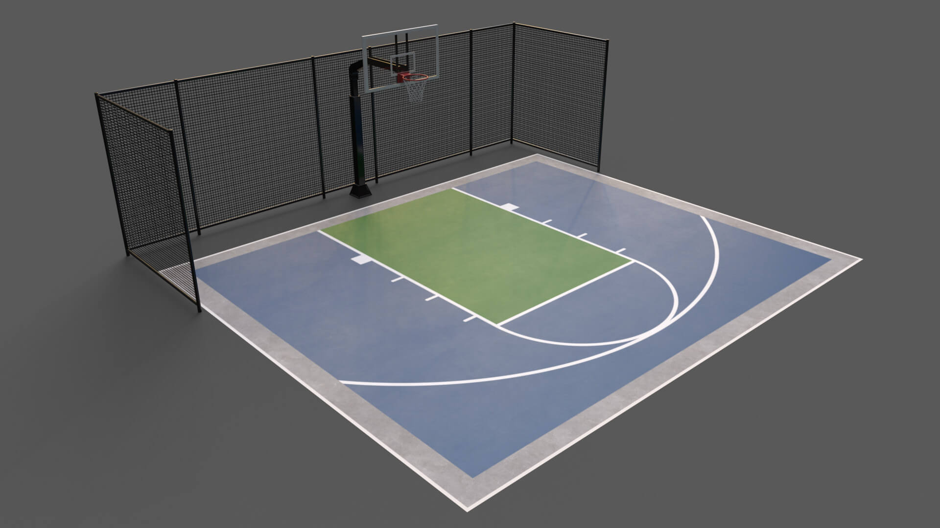 Modular Outdoor Basketball Court B 3D Model by PBR Cool