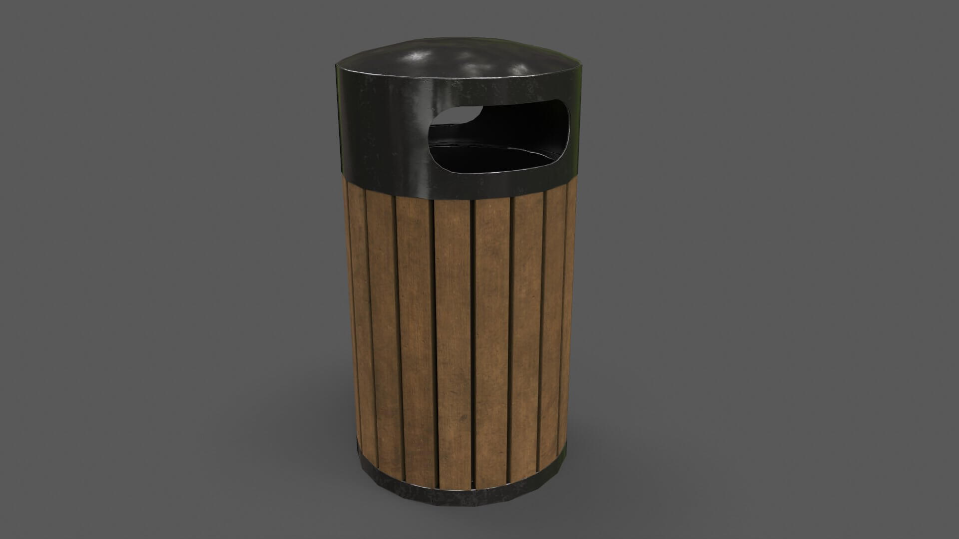 Outdoor Wooden Trash Bin 3D Model by PBR Cool