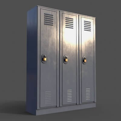 School Gym Locker 01 - Grey