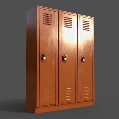 School Gym Locker 01 - Orange