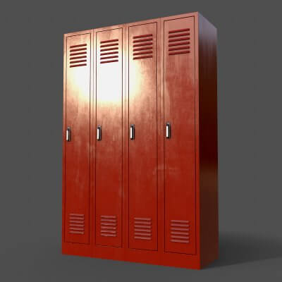 School Gym Locker 02 - Red