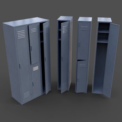 School Gym Locker 04 - Grey