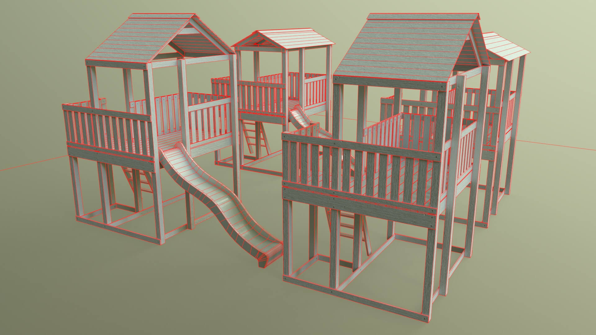 Small Backyard Playground Fort A - 3D Model by PBR Cool