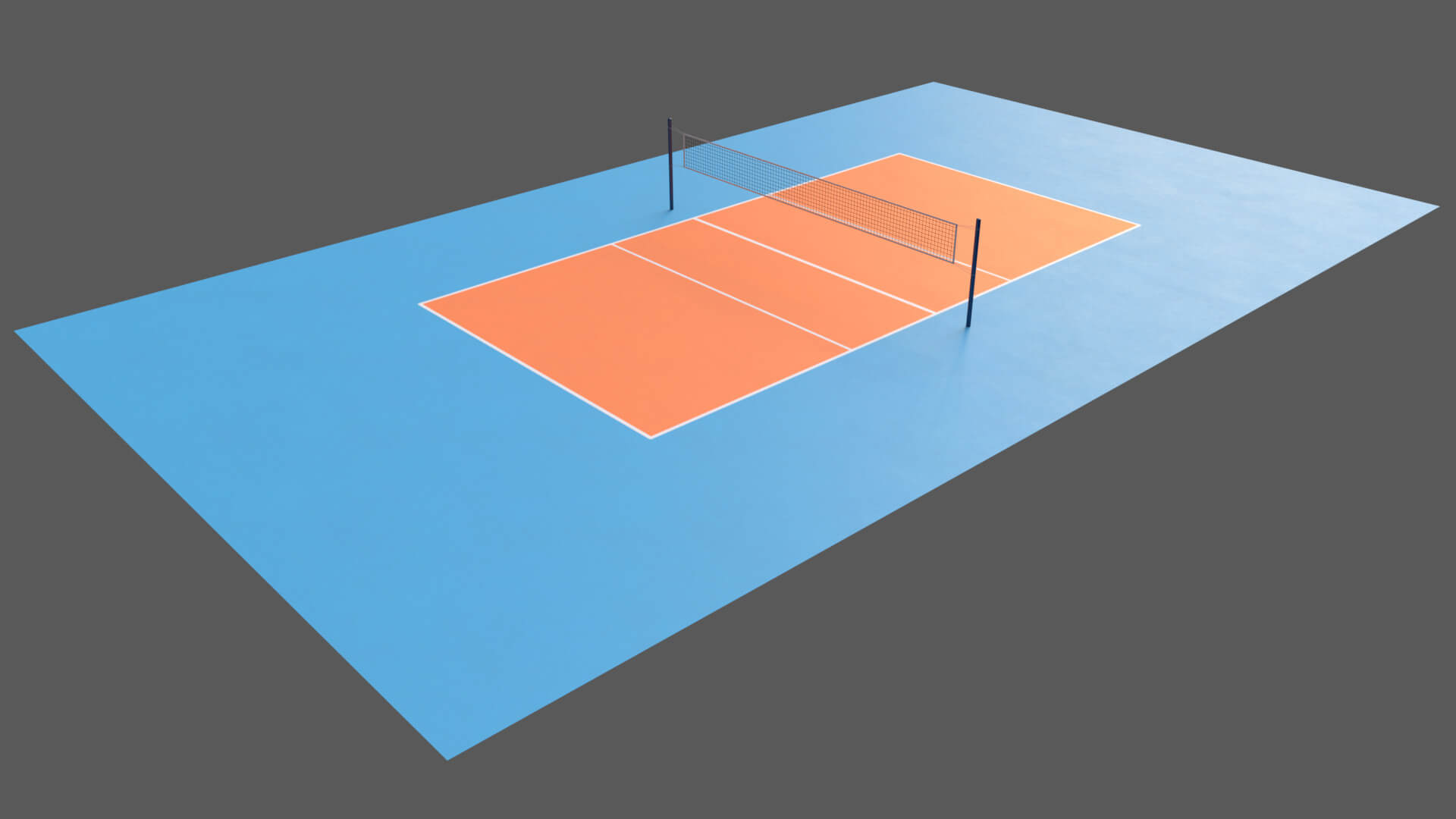Volleyball Court Floor and Net 3D Model by PBR Cool