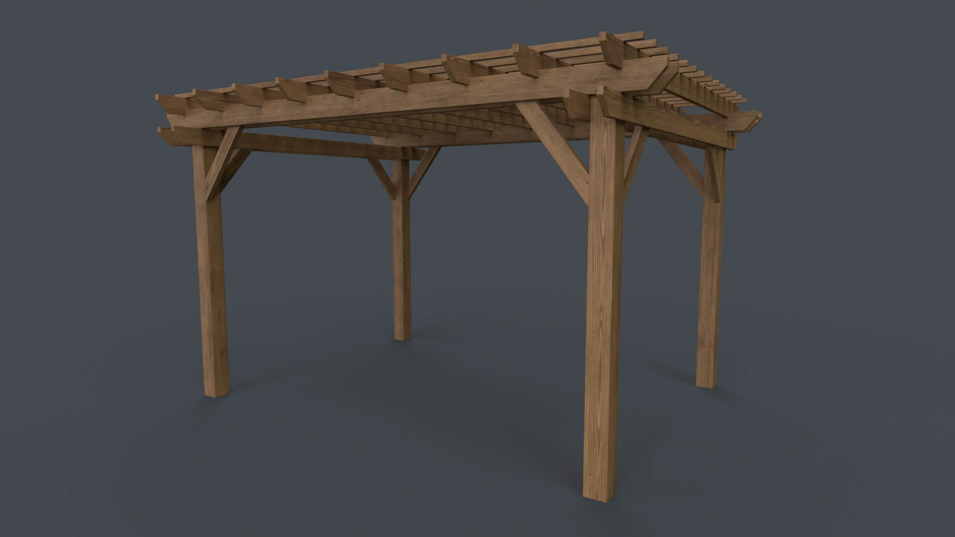 Wooden Pergola Gazebo C3 - 3D Model by PBR Cool