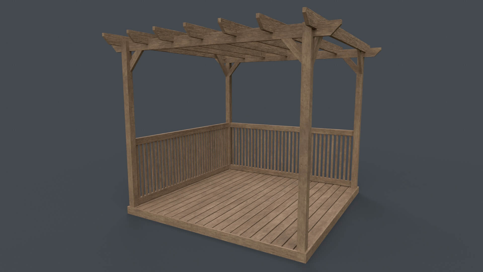 Wooden Pergola Gazebo C5 - 3D Model by PBR Cool
