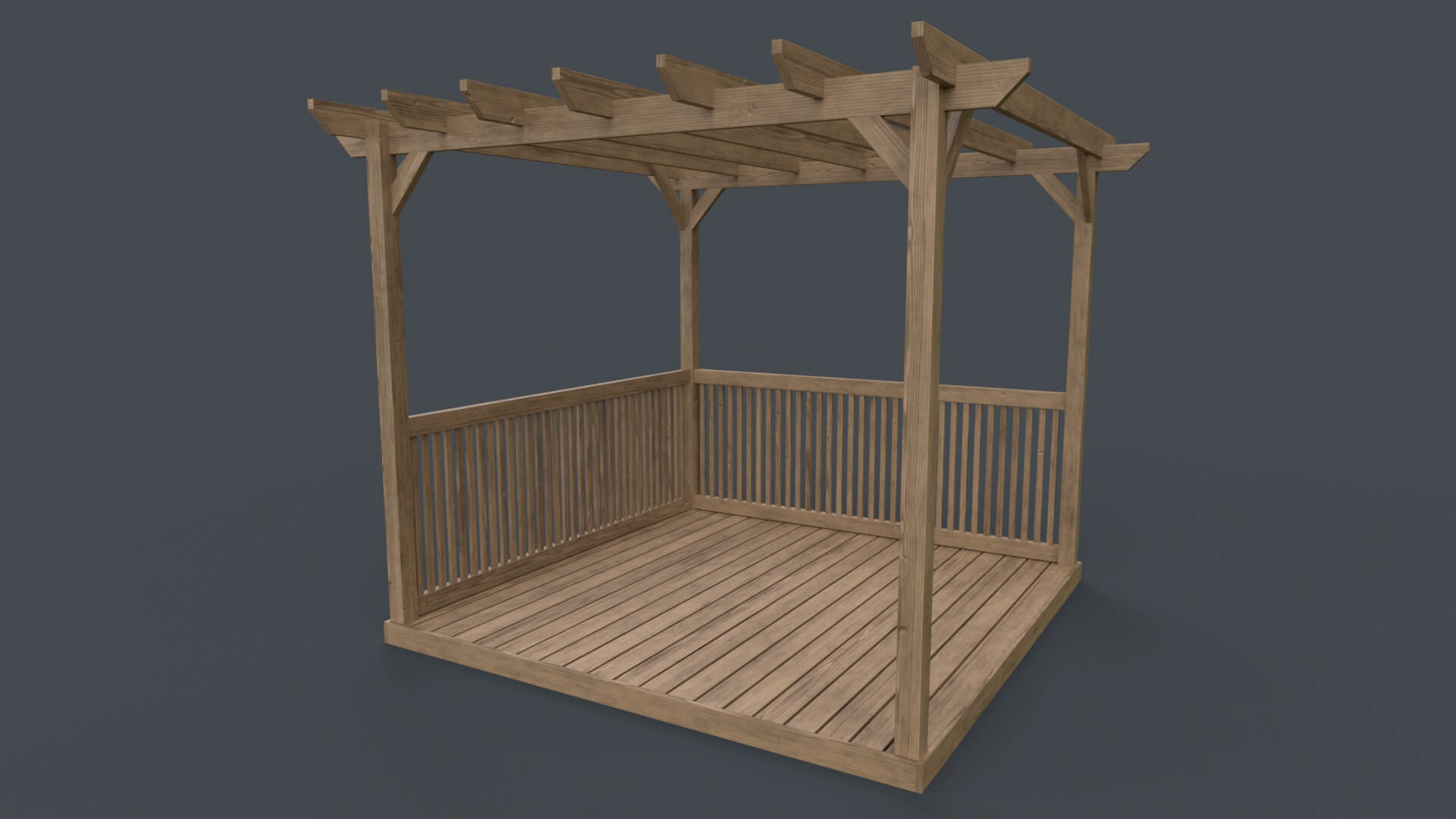 Wooden Pergola Gazebo C5 - 3D Model by PBR Cool