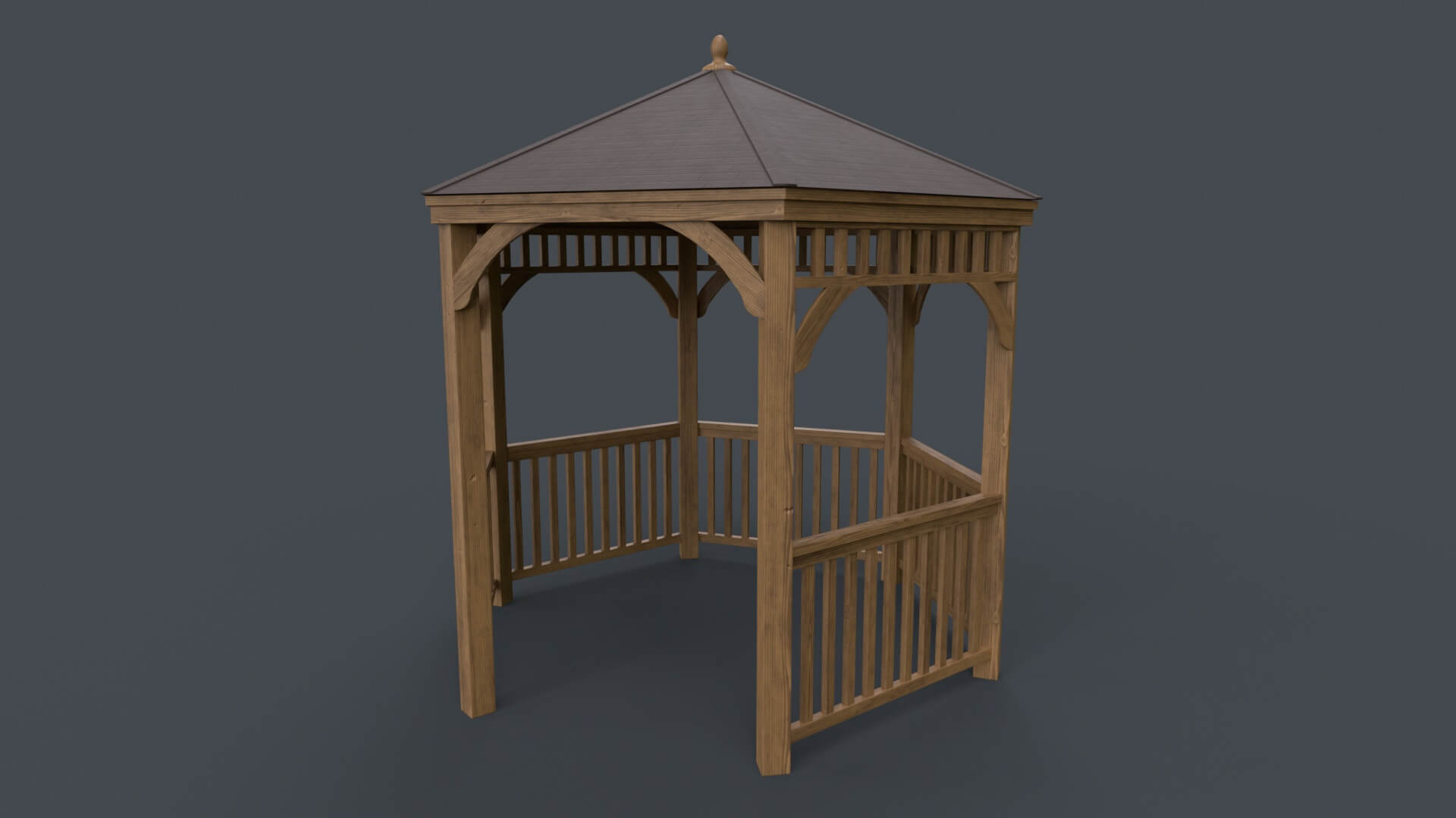 Wooden Pergola Gazebo D3 - 3D Model by PBR Cool