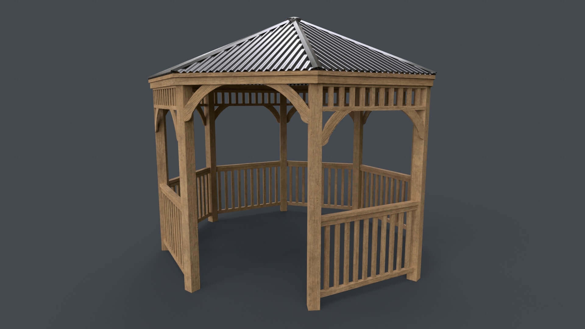 Wooden Pergola Gazebo E2 - 3D Model by PBR Cool