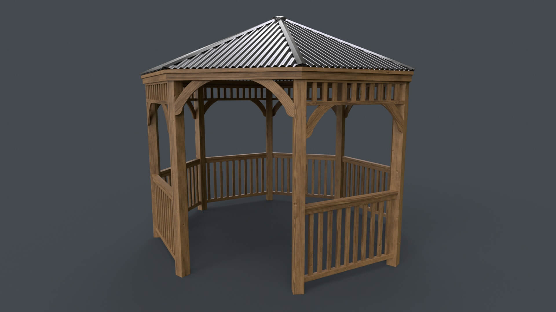 Wooden Pergola Gazebo E2 - 3D Model by PBR Cool