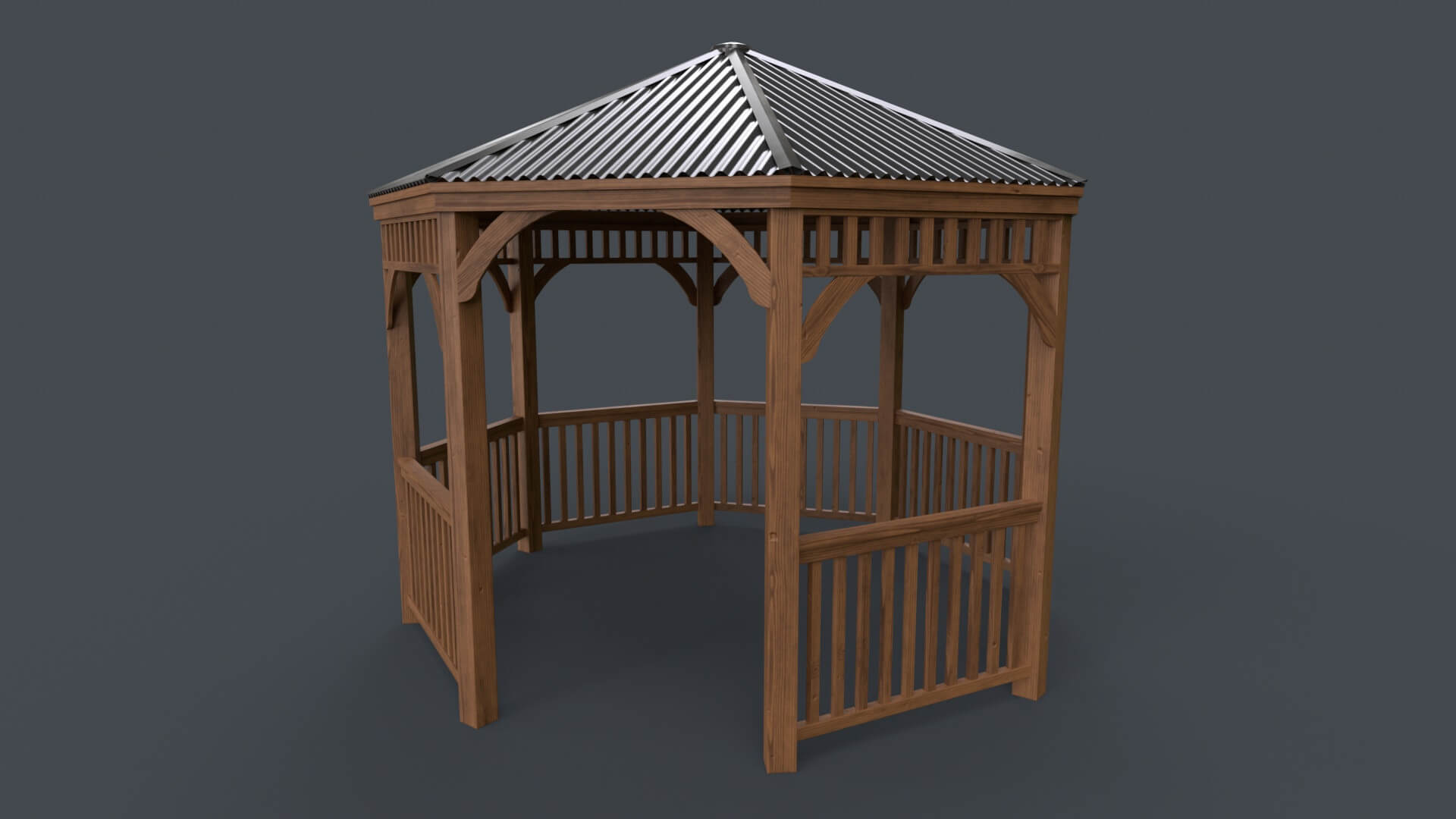 Wooden Pergola Gazebo E2 - 3D Model by PBR Cool