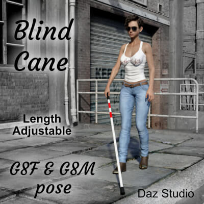 Blind Cane with Genesis 8 Female/Male Pose